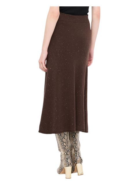 Gonna midi in maglia con paillettes CIOCCOLATO Liu Jo | MF5295MA27RA4367